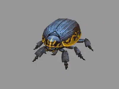 Cartoon Scarab Beetle Low-poly 3D model