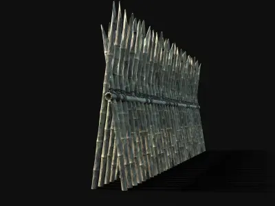 BAMBOO PALISADE WALLS FENCE SURVIVAL FORT GUARD AAA CONSTRUCTION Low-poly 3D model