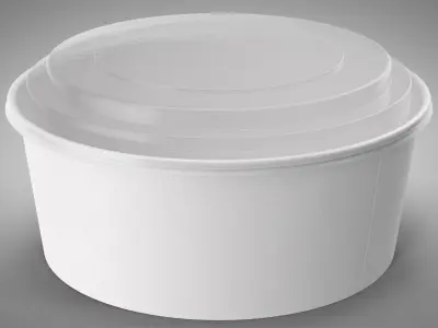 Paper Food Bowl with Clear Lid for Soup for Salad 50 Oz 1500 ml Mockup 3D model