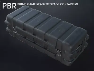 3 Scifi Military Storage Box Variations Low-poly 3D model