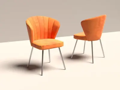 Chair pair of orange chairs Free 3D model