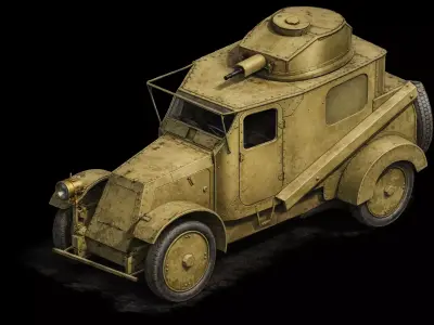 1900s Armored Vehicle Vintage Military Defense Transport 3D model