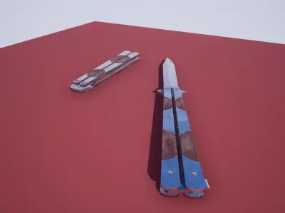 Butterfly knife low-poly 3d model Free low-poly 3D model