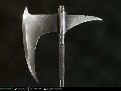 Dragonslayers Crescent Axe - PBR game ready 3d weapon Low-poly 3D model