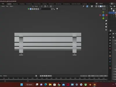 Cement park bench 3D model