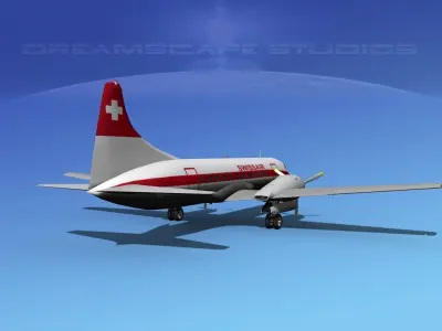 Convair CV-340 Swissair 3D model