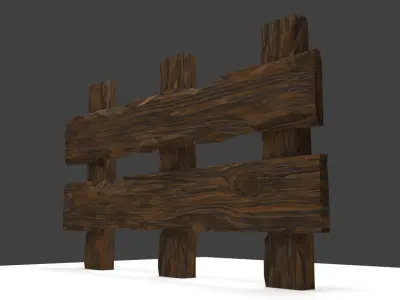 Wooden Fence 3D model 12