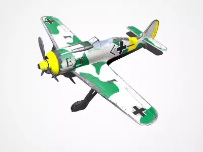 Focke-Wulf Fw 190 German WW1 Fighter Plane Low-poly 3D model
