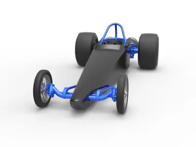 Dragster with twin Turbonique drag axle Scale 1 to 25 3D print model