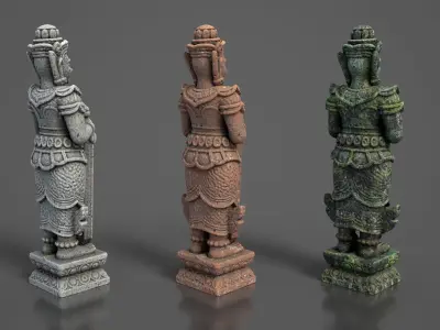Ancient Khmer Statue 01-250522 Low-poly 3D model