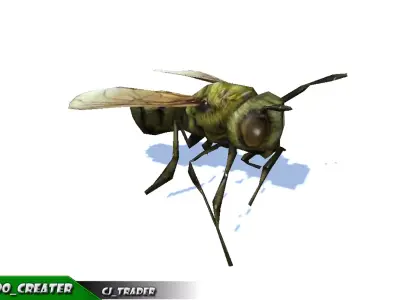 Low-Poly Honey Bee Rigged Animated 3d model Low-poly 3D model