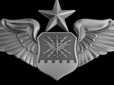 USAF Senior Combat Systems Officer Wings Badge 3D model