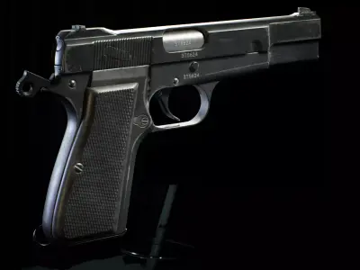 PBR - Browning HiPower Pistol - Game-Ready 3D Asset Low-poly 3D model