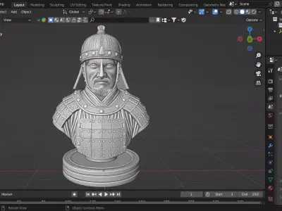 Medieval Mongolian Soldier Pawn Chess Piece 3D print model