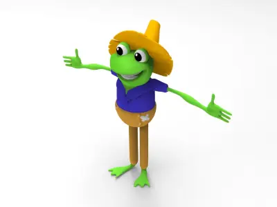 frog T pose Low-poly 3D model