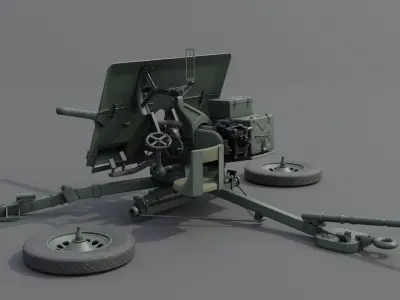 Ordnance QF 2 Pounder Anti-Tank Gun Low-poly 3D model