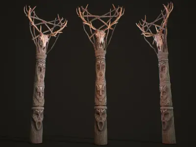 Wood Totems Pagan Deities Collections Low-poly 3D model