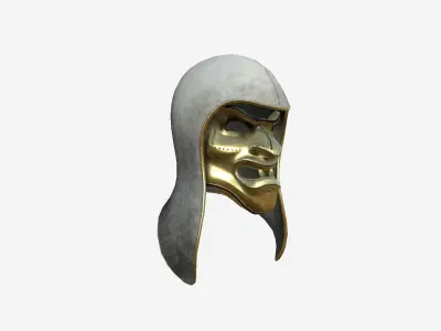 Assassin Mask A05 Gold White - Character Design Fashion Low-poly 3D model