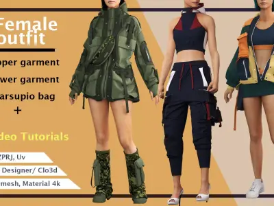 3 Modern Outfits PLUS 3 Video Tutorials 3D model