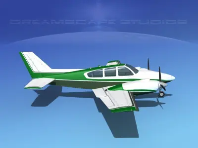 Beechcraft B55 Baron V02 3D model