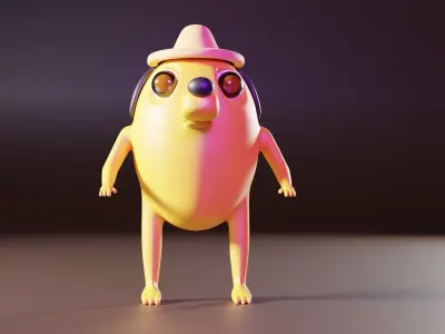 Doggy banana wearing hat Free low-poly 3D model