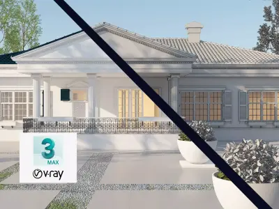 Classic white house Low-poly 3D model