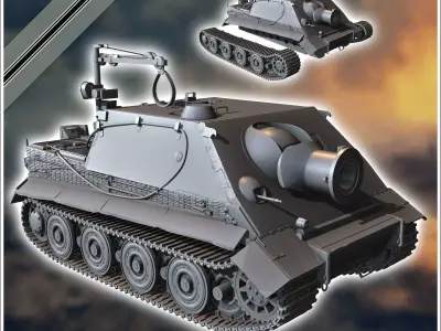 380mm RW61 auf Sturmmorser Tiger Sturmtiger assault tank - minia 3D print model