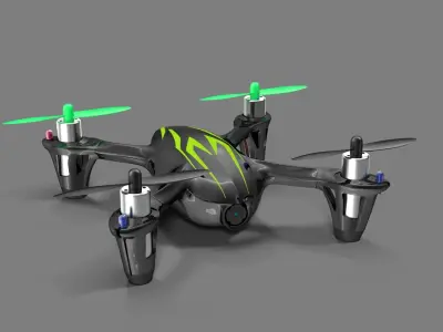 Hubsan X4 H107C BlackGreen Low-poly 3D model