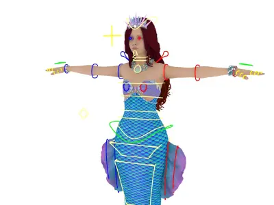 GameReady 3D Mermaid Model with Rig  Low-poly 3D model