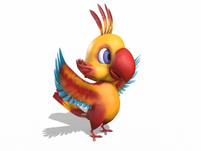 Cartoon Parrot 3D model