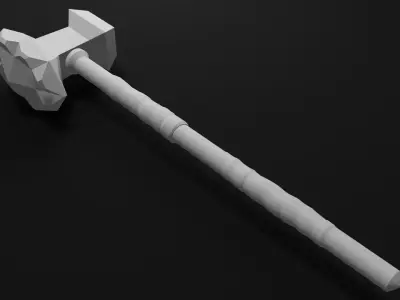 Minimalistic fantasy hammer 5 Free low-poly 3D model