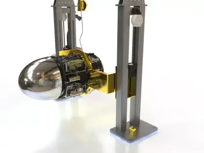 Dual Column Jet Engine Positioner with Aerospace Engine  3D model