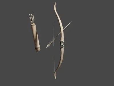 Bow and Arrows with Quiver  Low-poly 3D model