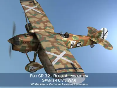 Fiat CR 32 - Italy Air Force - XVI Gruppo 3D model