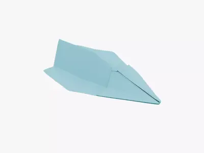 Paper Plane Cyan Low-poly 3D model