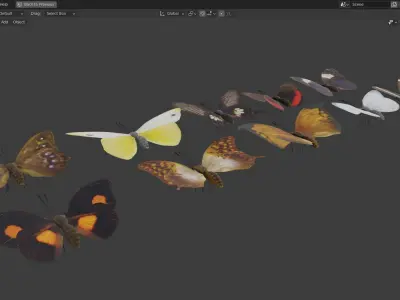 Butterfly Collection PBR Rigged Animated 3D model
