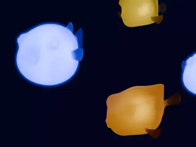 Indirect lighting with pufferfish and boxfish 3D model