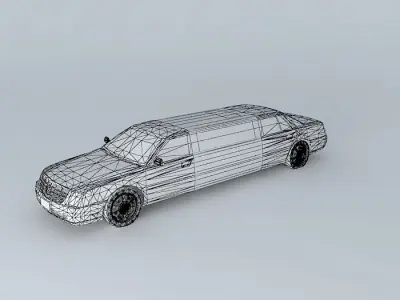 Low Poly Cadillac DTS Extended Limousine Free 3D model