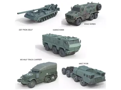 5 Military Vehicles Collection v35 Low-poly 3D model