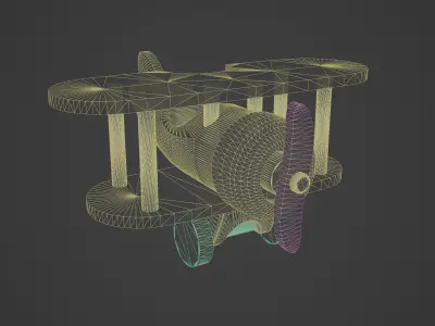 Wooden Old Airplane Toy 3D model