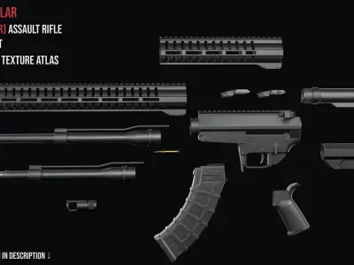 Modular assault rifle Mk47 mutant ar-15 modul  Low-poly 3D model