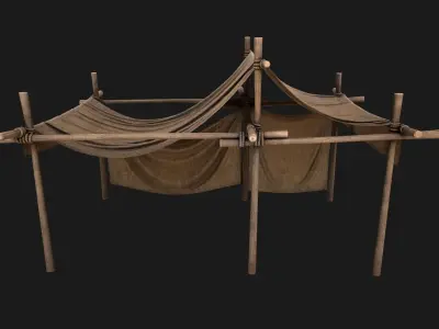 Medieval Market Stall Low-poly 3D model