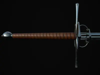 Bastard Sword Low-poly 3D model