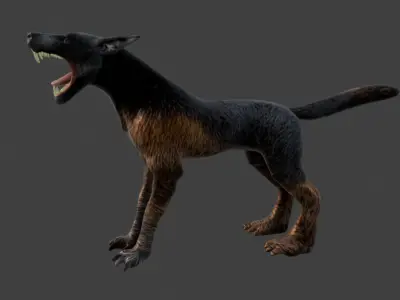 Game ready Animated Attack Dog 3D model