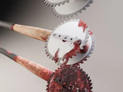 Saw Baseball Bat Weapon COLLECTION Low-poly 3D model