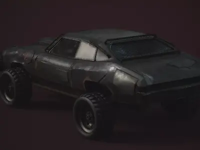 Post-Apocalyptic Game Ready Vehicle with Armor and Weapons Low-poly 3D model