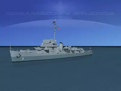 Evarts Class Destroyer DE3 USS Barry 3D model