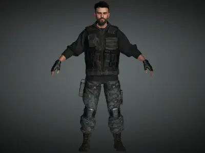AAA Military Male Character 03 Low-poly 3D model