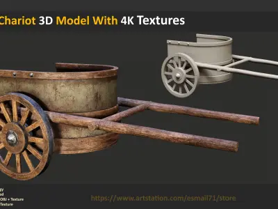10 Chariot 3D Model With 4K Textures Low-poly 3D model
