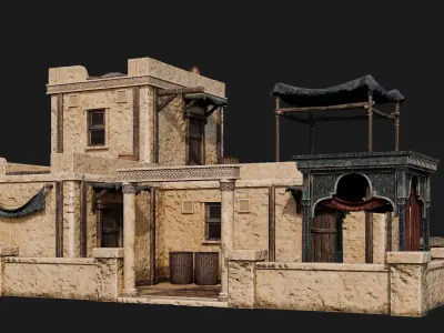 13-16 - Arabic Houses 4K Low-poly 3D model